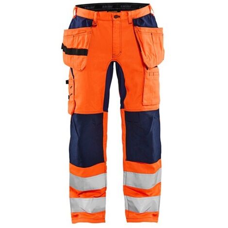 Pantalon de travail haute visibilité stretch artisan 1552 - Orange fluo/Marine M - FR(42) - SE(C48) - Longues
