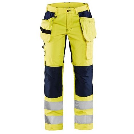Pantalon de travail haute visibilité stretch femme 7163 - Jaune fluo/Marine XL - FR(48) - SE(C46) - Courtes