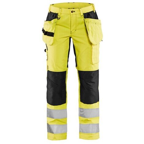 Pantalon de travail haute visibilité stretch femme 7163 - Jaune fluo/Noir XL - FR(46) - SE(C44) - Courtes