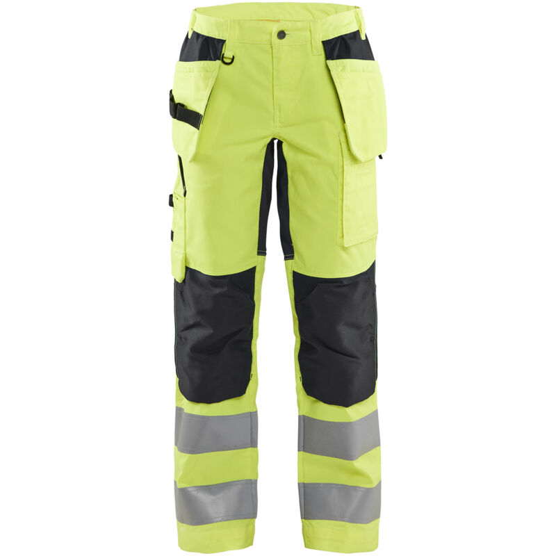 Pantalón de trabajo de alta visibilidad elástico para mujer 7163 - Amarillo fluorescente/Negro 2XL - FR(50) - SE(C48) - Corto