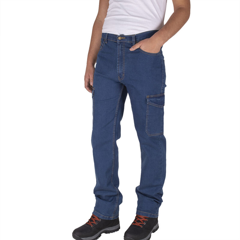 Pantalon de travail homme FIRI, pantalon en denim élastique, taille 46, bleu marine