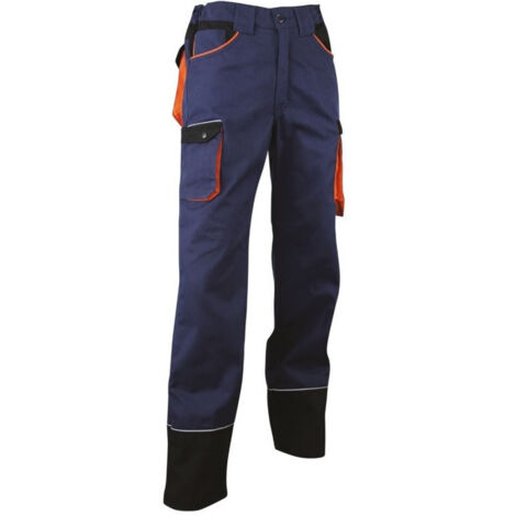 Pantalon de travail LMA HERSE taille 36 marine/noir/orange zéro métal multipoche avec passepoils rétroréfléchissants