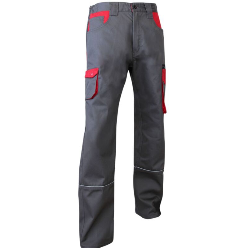 LMA - Pantalon de travail bicolore lin - gris/rouge l - FR(44)