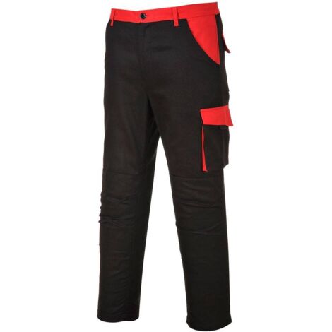 Pantalon de travail Multi Poches Portwest Texo Poznan Noir / Rouge