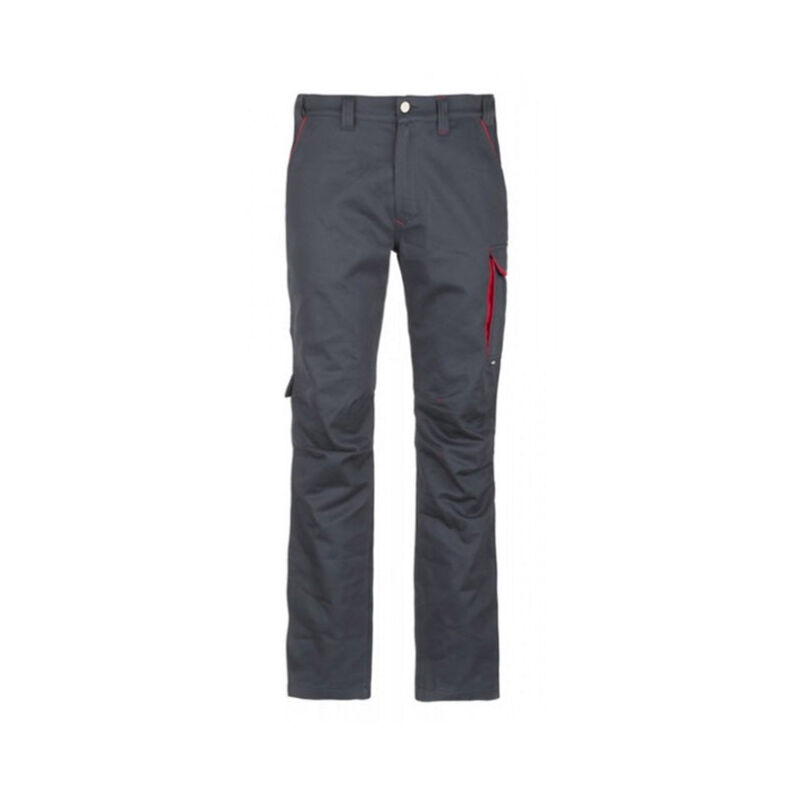 Pantalon de travail multipoche Inn-Lever Ducati 100% coton 270 g/m2- gris naturel/rouge
