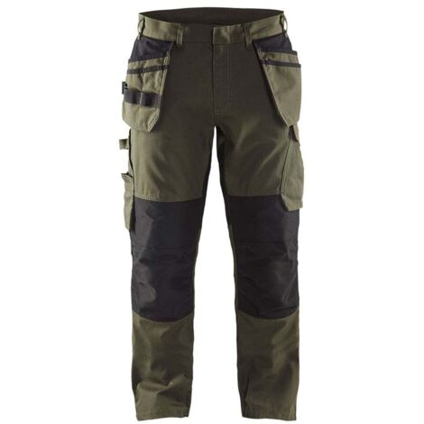 Pantalon de travail multipoches Blaklader Services Riptstop Vert Olive / Noir 56
