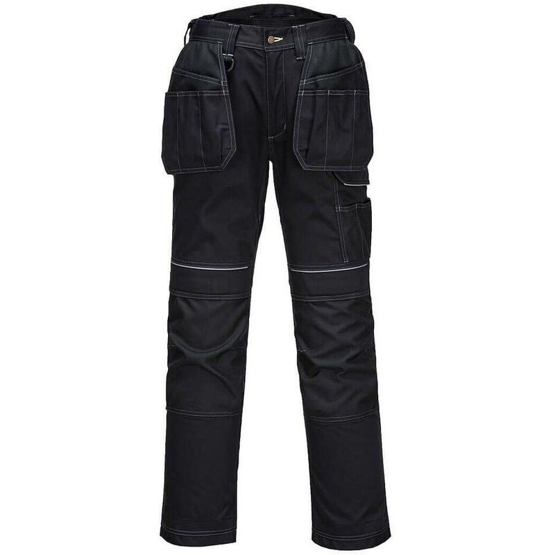 pantalon de travail multipoches stretch holster avec emplacement genouillères pw3 portwest noir 54 - noir