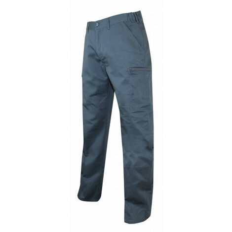 LMA – Pantalon de jardinage multipoches vert 48 – 65% polyester 35% coton – Ceinture élastiquée pour meilleur ajustement – Grammage 245 g/m²