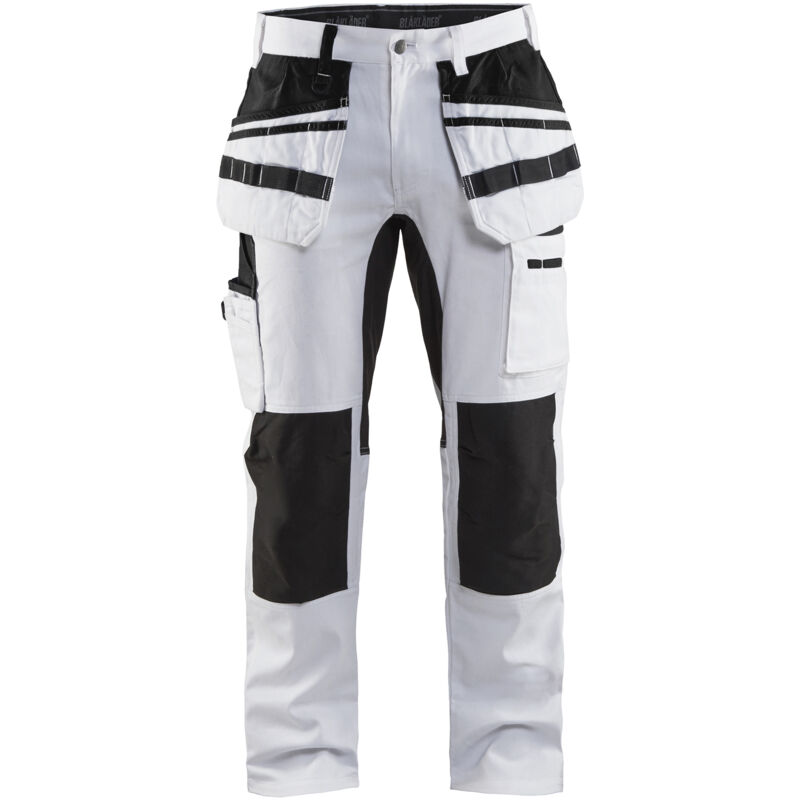 Blaklader - Pantalon de travail peintre 100% coton Stretch Blanc / Noir 44