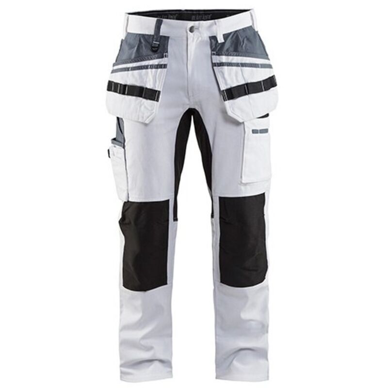 Blaklader - Pantalon de travail peintre 100% coton Stretch Blanc / Noir 58