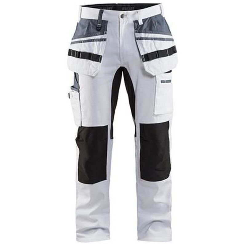 Blaklader - Pantalon de travail peintre 100% coton Stretch Blanc / Noir 52