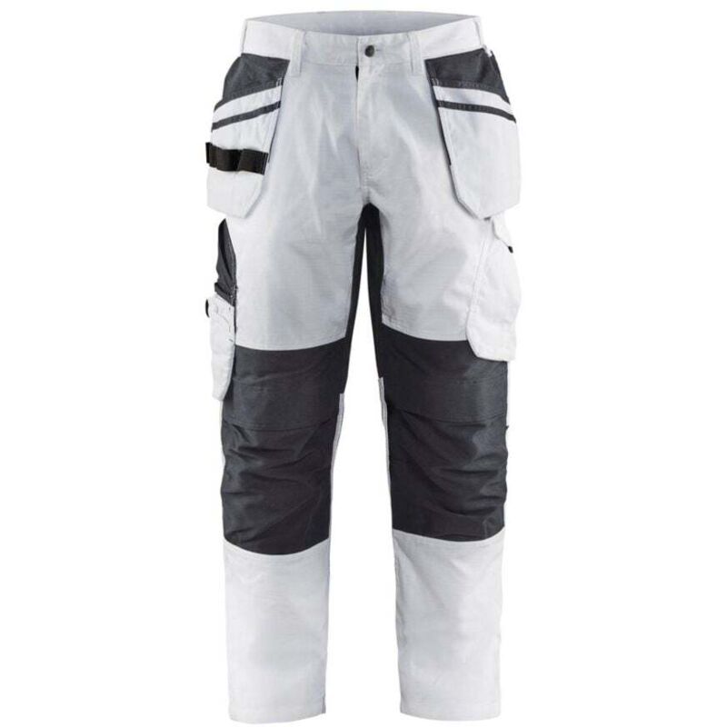 Blaklader - Pantalon de travail peintre +stretch poches flottantes Blanc / Gris 38