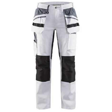 Pantalon de travail peintre stretch femme 7910 - Blanc/Noir XL - FR(48) - SE(C46) - Courtes