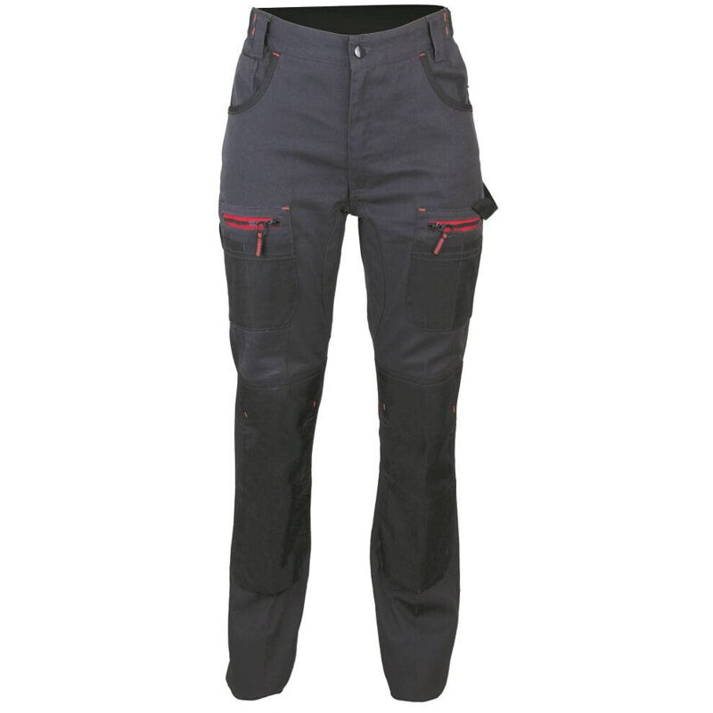 Lebeurre - Pantalon Bicolore avec Poches genouillères et Multipoches - Femme - Olympia - Gris Noir - 1577 taille 52 - LMA