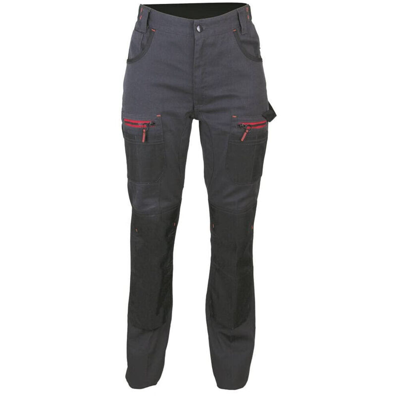 LMA - Lebeurre - Pantalon Bicolore avec Poches genouillères et Multipoches - Femme - Olympia - Gris Noir - 1577 taille 52