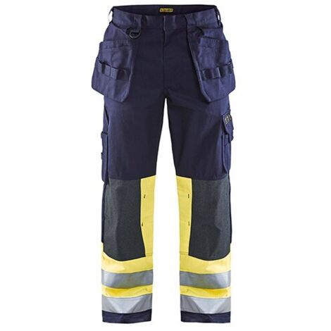 Pantalon de travail pour artisan Multinormes 1479 - Marine/Jaune fluo XS - FR(38) - SE(C44) - Standards