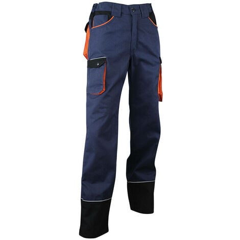 Pantalon de travail zéro métal réfléchissant - HERSE - Marine / Noir / Orange