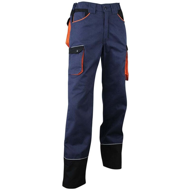Pantalon de travail LMA herse taille 54 marine/noir/orange zéro métal multipoche avec passepoils rétroréfléchissants