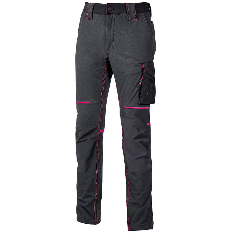 Pantalon de travail en tissu Femme world - Gris/Fuchsia s - fr (38/40) - eu (44/46)