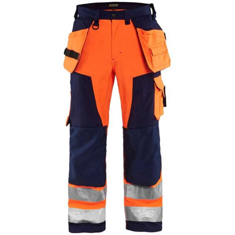 Pantalon de travail softshell haute visibilité 1567 - Orange fluo/Marine L - FR(46) - SE(C52) - Courtes