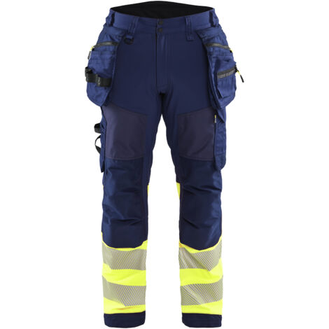 Pantalon de travail softshell haute visibilité Classe 1 1821 - Marine/Jaune XS - FR(38) - SE(C44) - Courtes