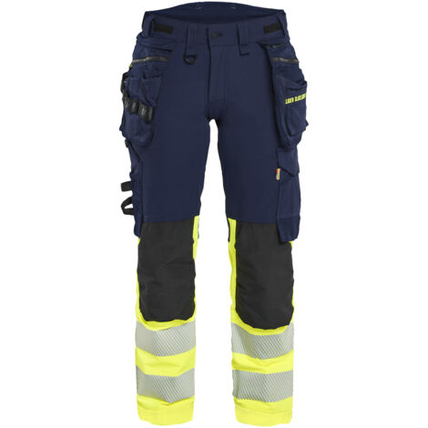 Pantalon de travail stretch 4D haute visibilité femme 7025 - Marine/Jaune M - FR(42) - SE(C40) - Courtes