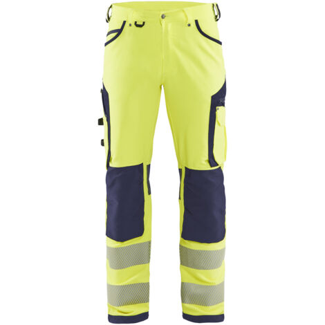 Pantalon de travail stretch haute visibilité 4D 1197 - Marine/Jaune M - FR(42) - SE(C48) - Longues