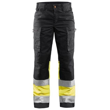 Pantalon de travail stretch haute visibilité femme 7161 - Marine/Jaune fluo L - FR(44) - SE(C42) - Courtes