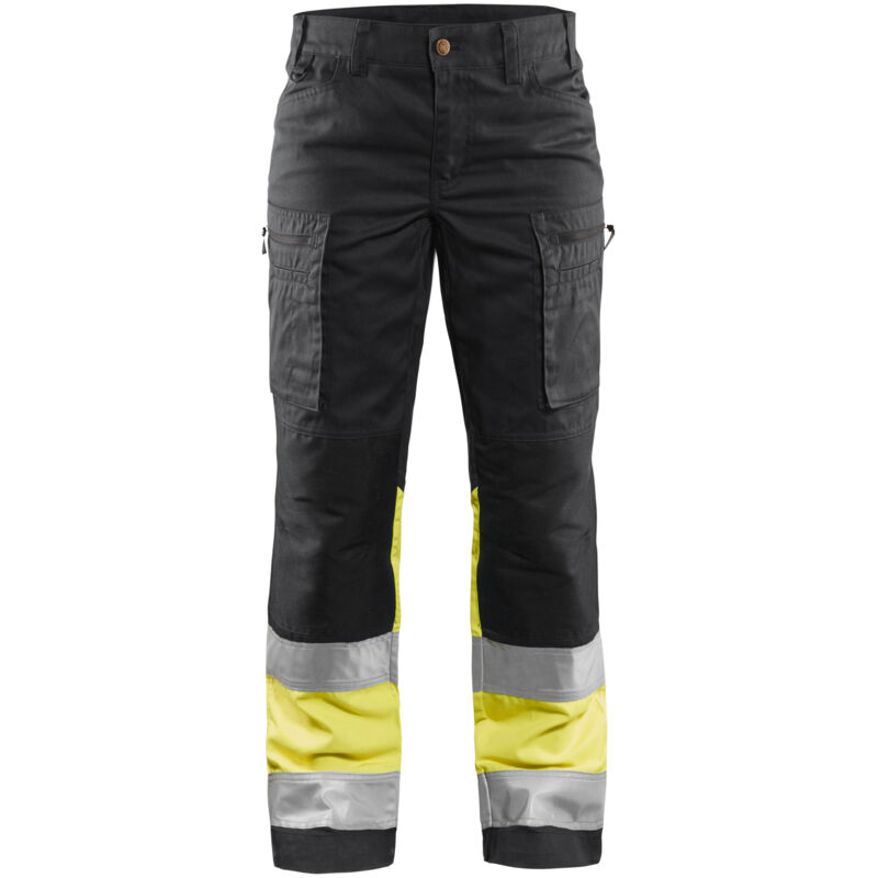 Pantalón de trabajo de alta visibilidad elástico para mujer 7161 - Azul marino/Amarillo fluorescente 2XL - FR(52) - SE(C50) - Corto