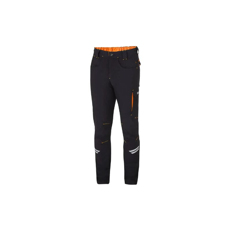 Kansas Tech Light Pants Pantalon de travail technique le'ger pour homme taille l noir/orange fluo en nylon avec inserts de renfort aux genoux Nero +