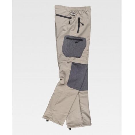 Pantalón desmontable de nylon combinado con tejido Ripstop WORKTEAM S9870 Sport 3XL Beige+Negro