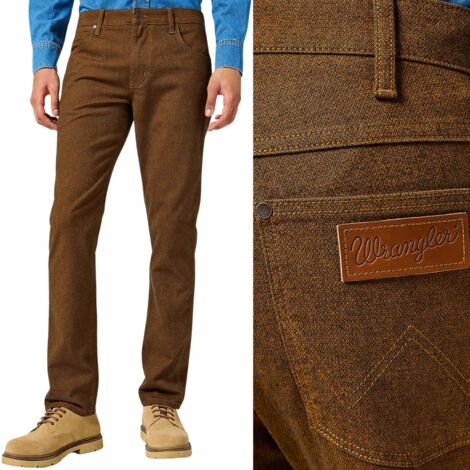 Pantalon droit en tissu marron Wrangler GREENSBORO Monk's Robe, taille W40 L34