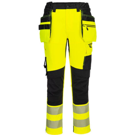 Pantalón DX4 A.V de tejido elástico con cintas reflectantes y 16 bolsillos talle alto PORTWEST DX454 46 pulgadas Amarillo / Negro