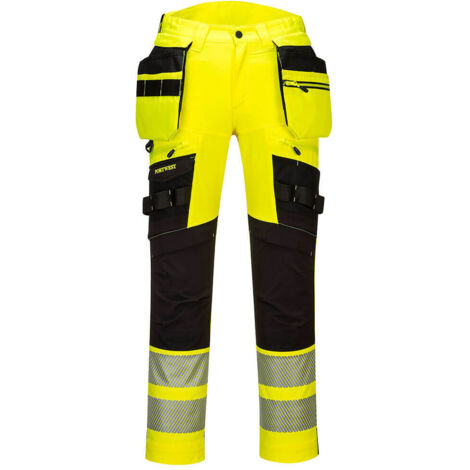 Pantalon DX4 haute-Visibilité avec poches flottantes démontables couleur : Jaune/Noir taille 46 - PORTWEST