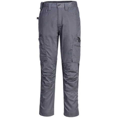 Pantalón elástico de trabajo WX2 Stretch (colección ecológica) PORTWEST CD881 28 pulgadas (talla 36) Gris metálico
