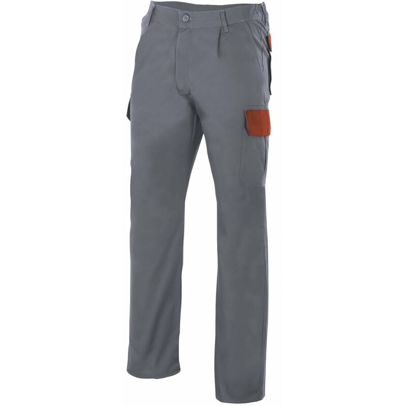 

Pantalón industrial gris con bolsillos de fuelle a contraste VELILLA Serie PT345 | Gris / Rojo - 44