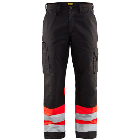 Pantalon haute visibilité multipoche Blaklader classe 1 Noir / Rouge 56