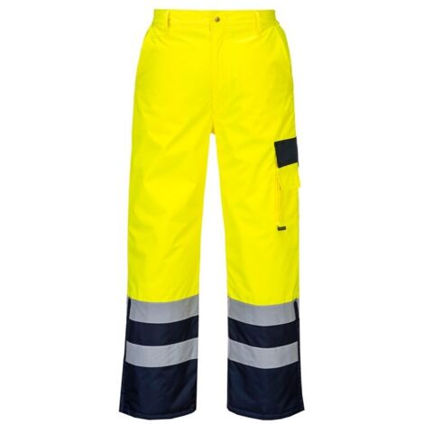 Pantalon Haute Visibilité Multipoche Portwest Doublé Contraste Jaune / Marine S