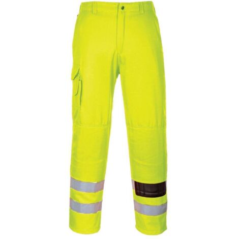 Portwest – Pantalon haute visibilité en polyester/coton – Tissu résistant aux taches – 8 poches pour rangement – Taille M
