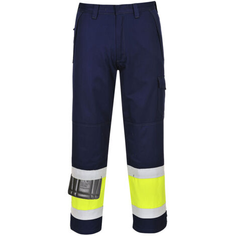 Pantalon Hi-Vis MODAFLAME couleur : Jaune/Marine Tal taille M - PORTWEST