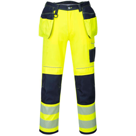 Pantalon HV PW3 poches flottantes couleur : Jaune/Marine taille 38 - PORTWEST