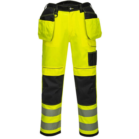 Pantalon Hv Pw3 Poches Flottantes Couleur : Jaune/noir Short Taille 54 - Portwest