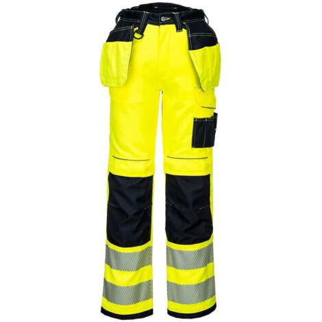 Pantalon HV PW3 poches flottantes couleur : Jaune/Noir taille 48 - PORTWEST