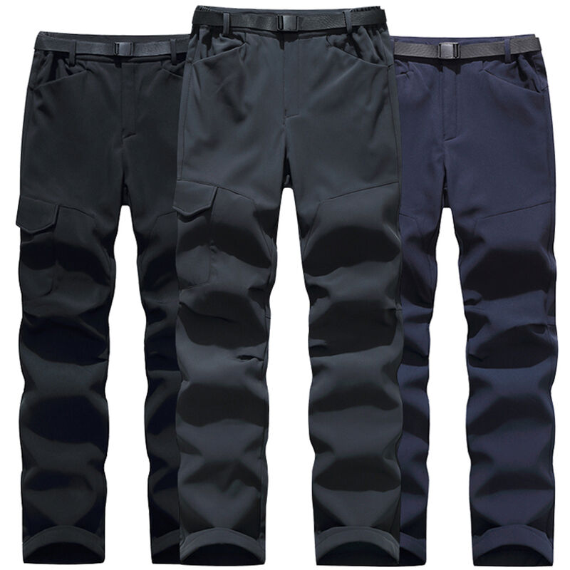 Pantalon Impermeable D'Hiver, Pantalon D'Exterieur Multi-Poches Epais Chaud Et Coupe-Vent, Noir, Taille 4Xl