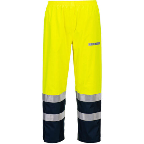 Pantalón impermeable multi-riesgo Bizflame Rain+ Hi-Vis Light Arc PORTWEST FR410 XXL Amarillo/Marino