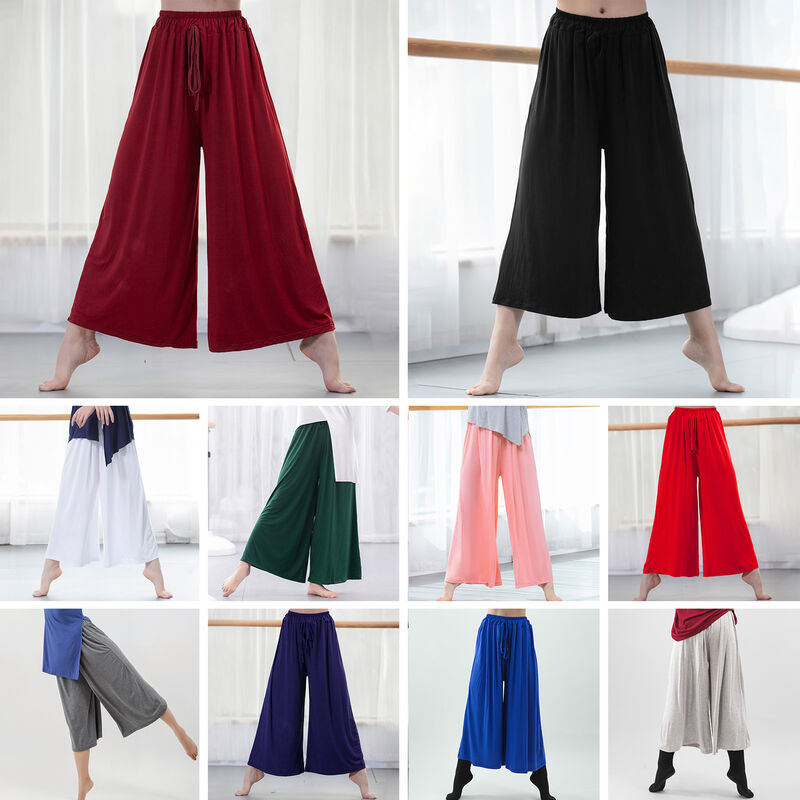 Asupermall - Pantalon Large Femme Ceinture Elastique, Noir Taille L