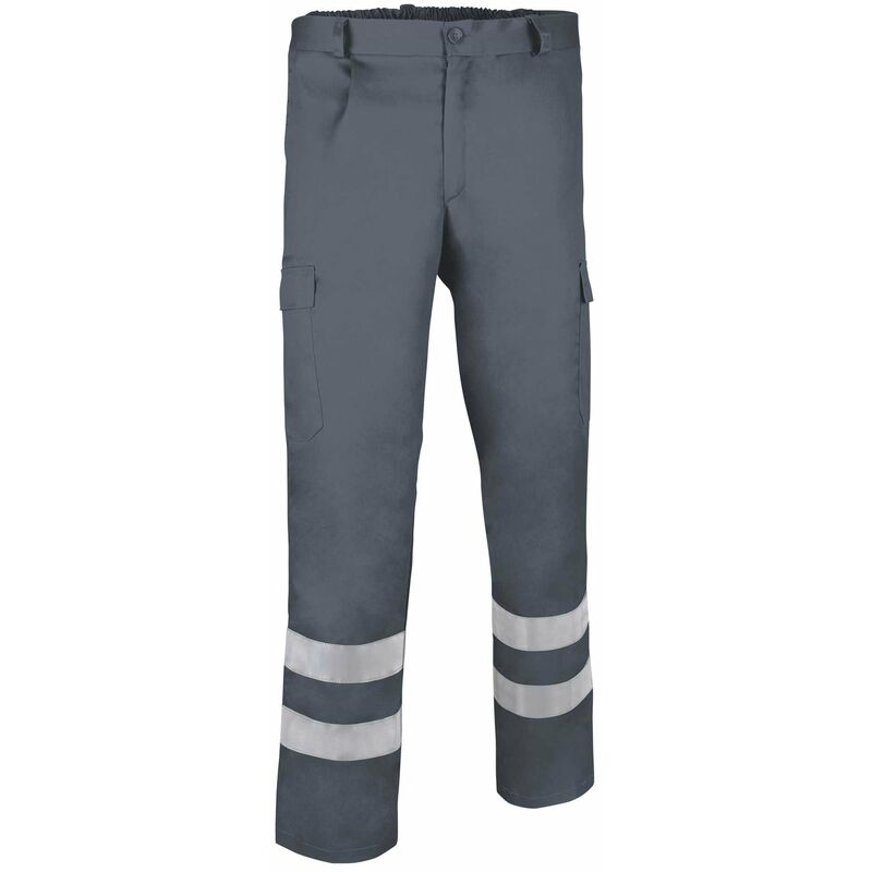 

Pantalón multibolsillos con pinzas retroreflectantes VALENTO Drill | M - Gris cemento