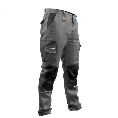 Pantalones Cortos DeTrabajo, Multibolsillos, Resistentes, Gris/Amarillo  Talla 42/44 M