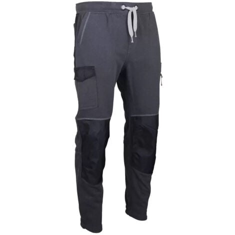 Pantalon LMA 1601 Techno taille L gris noir en molleton avec taille élastiquée