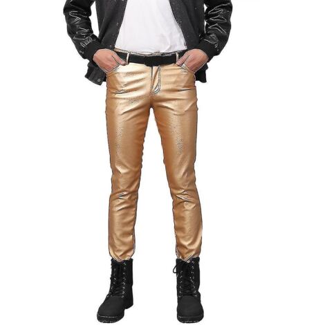 Pantalon moulant en similicuir stretch Youthup pour homme - Taille 34 (EU) - Doré
